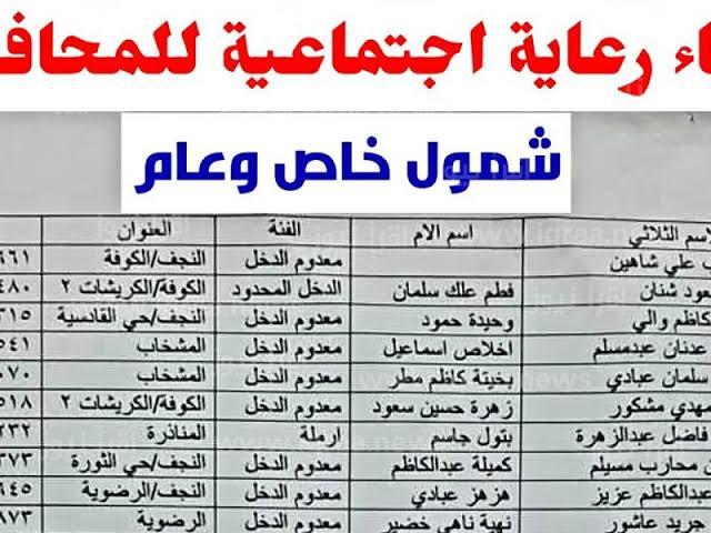 الاستعلام عن أسماء المشمولين في الوجبة التاسعة 2023 الرعاية الاجتماعية في العراق